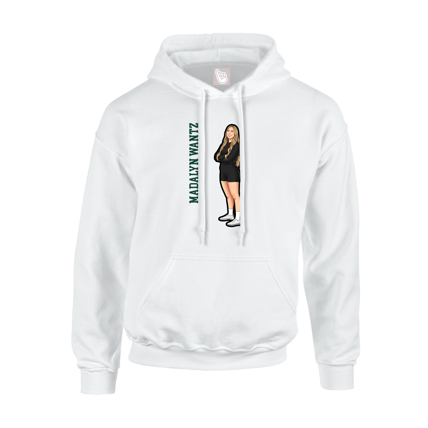 Youth Hoodie — Name Vertical in White