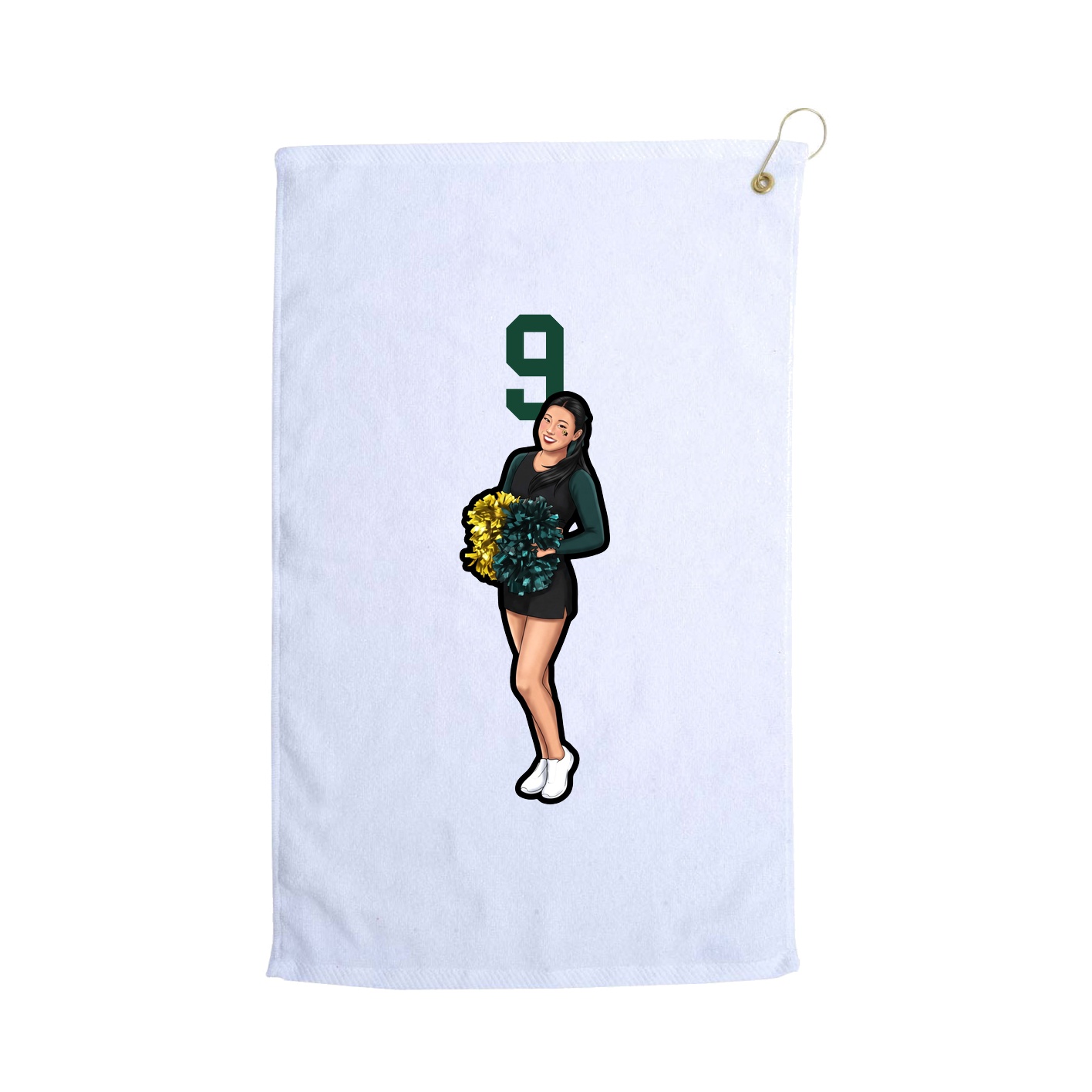 Golf Towel — Number Top in White