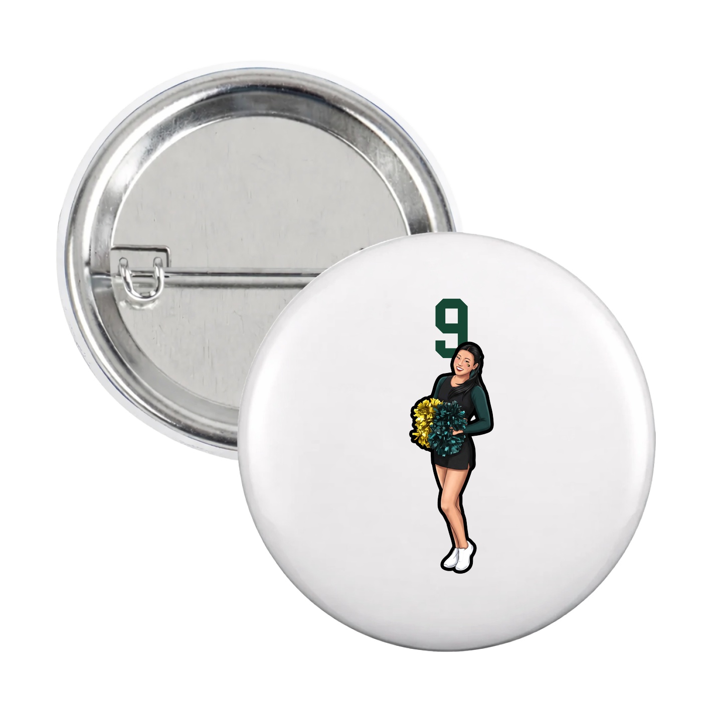 Game Day Button — Number Top in White