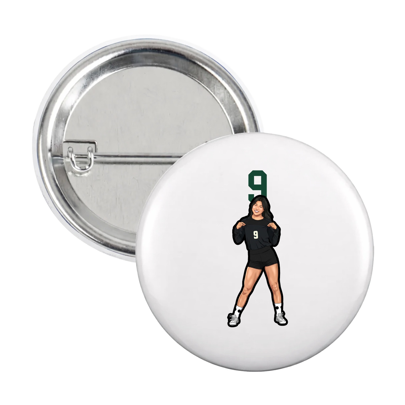 Game Day Button — Number Top in White