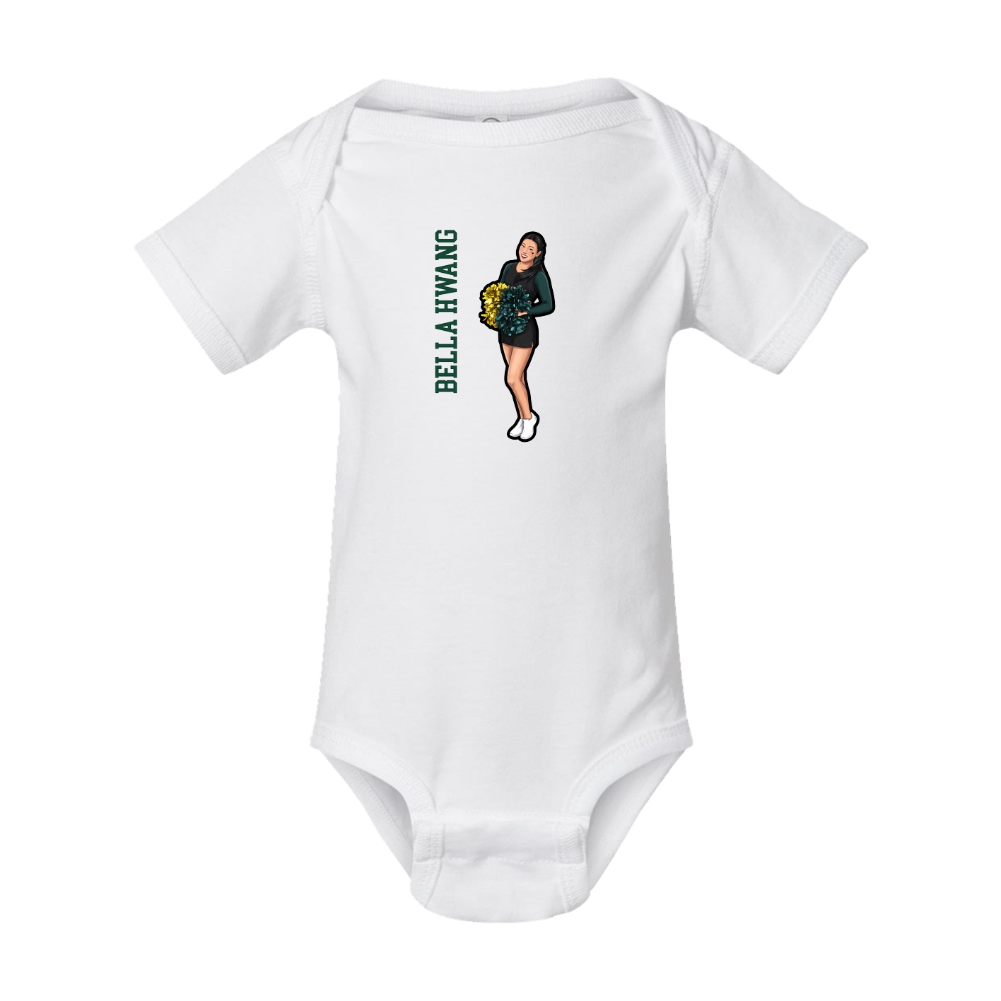 Baby Onesie — Name Vertical in White