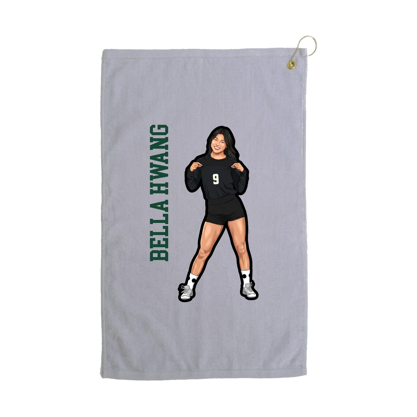 Golf Towel — Name Vertical in Grey