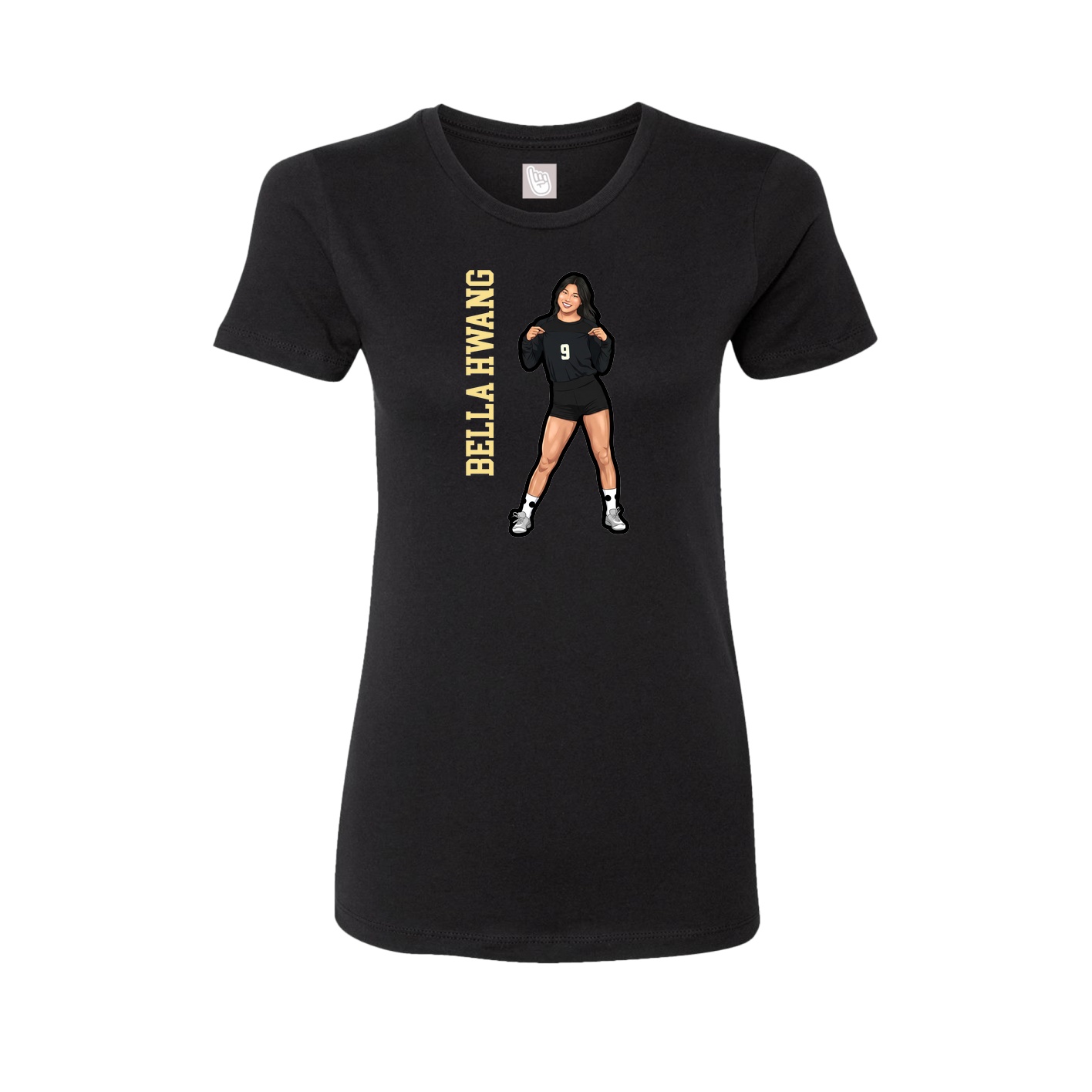 Womens Tee — Name Vertical in Black