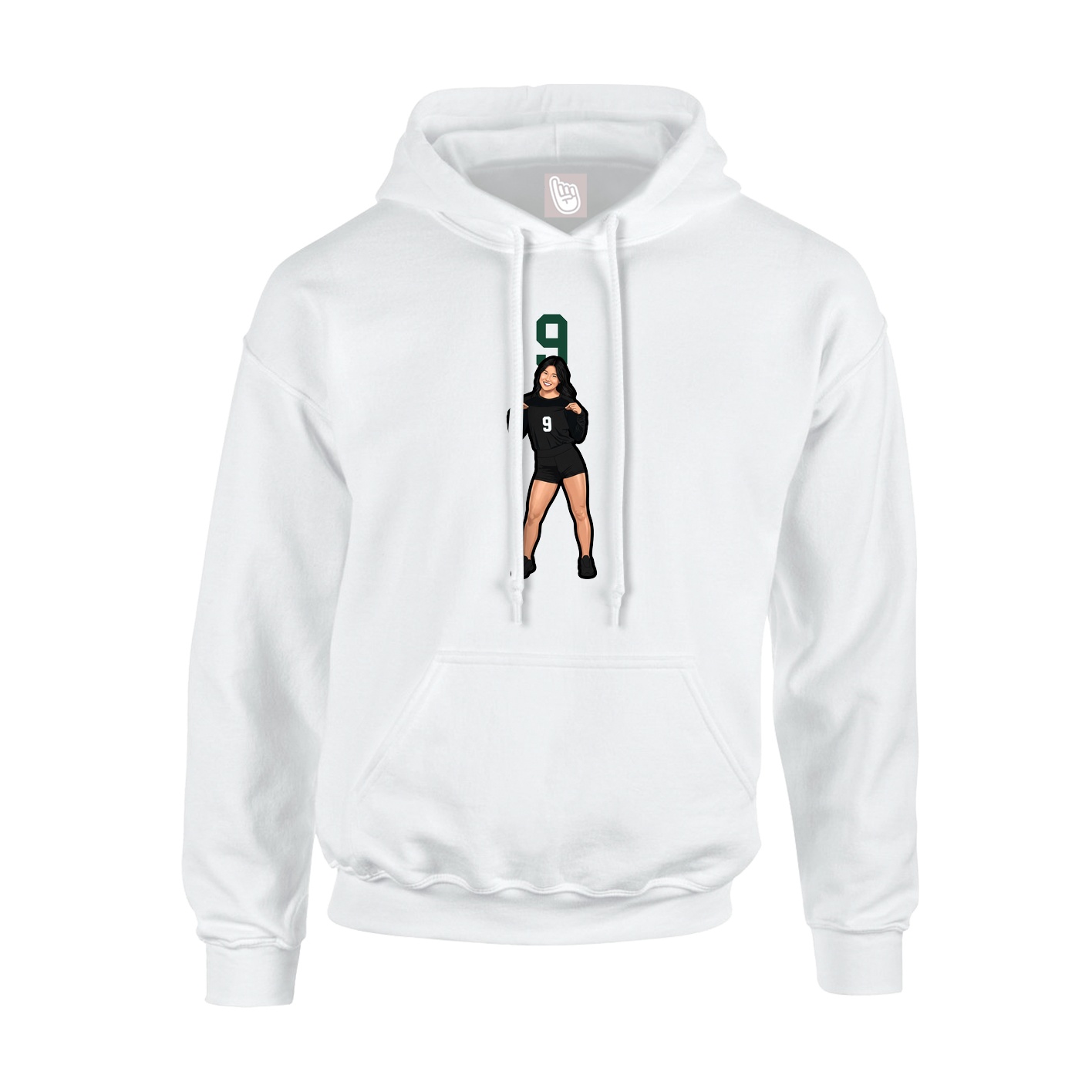 Youth Hoodie — Number Top in White