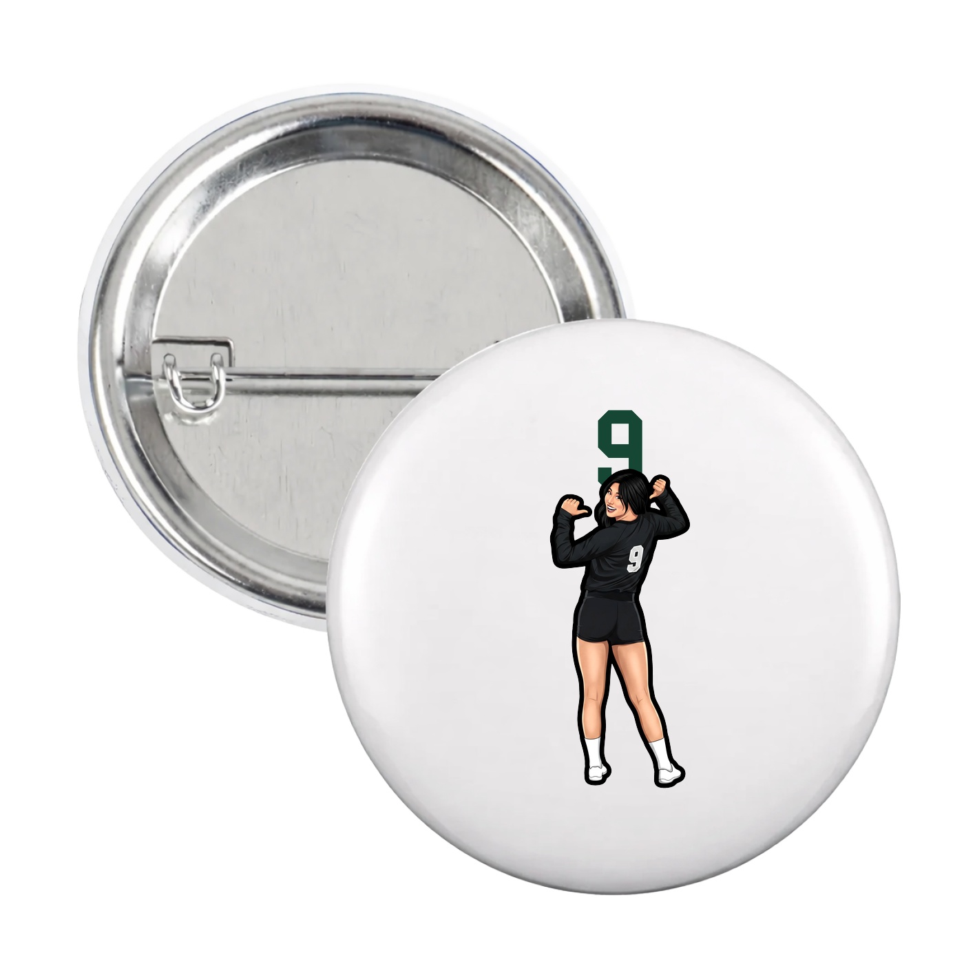 Game Day Button — Number Top in White