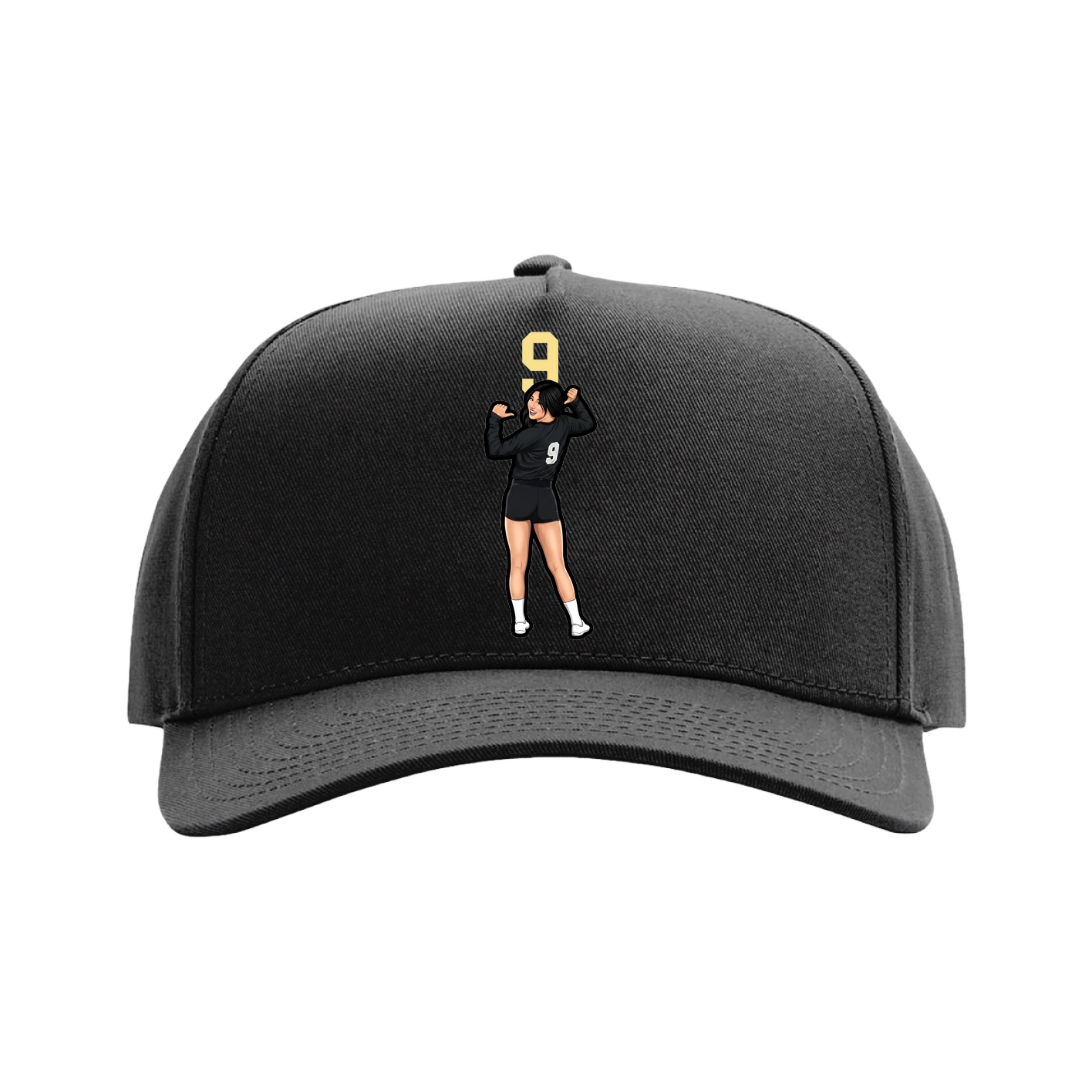 Full Fabric Five-Panel Champ Cap — Number Top in Black