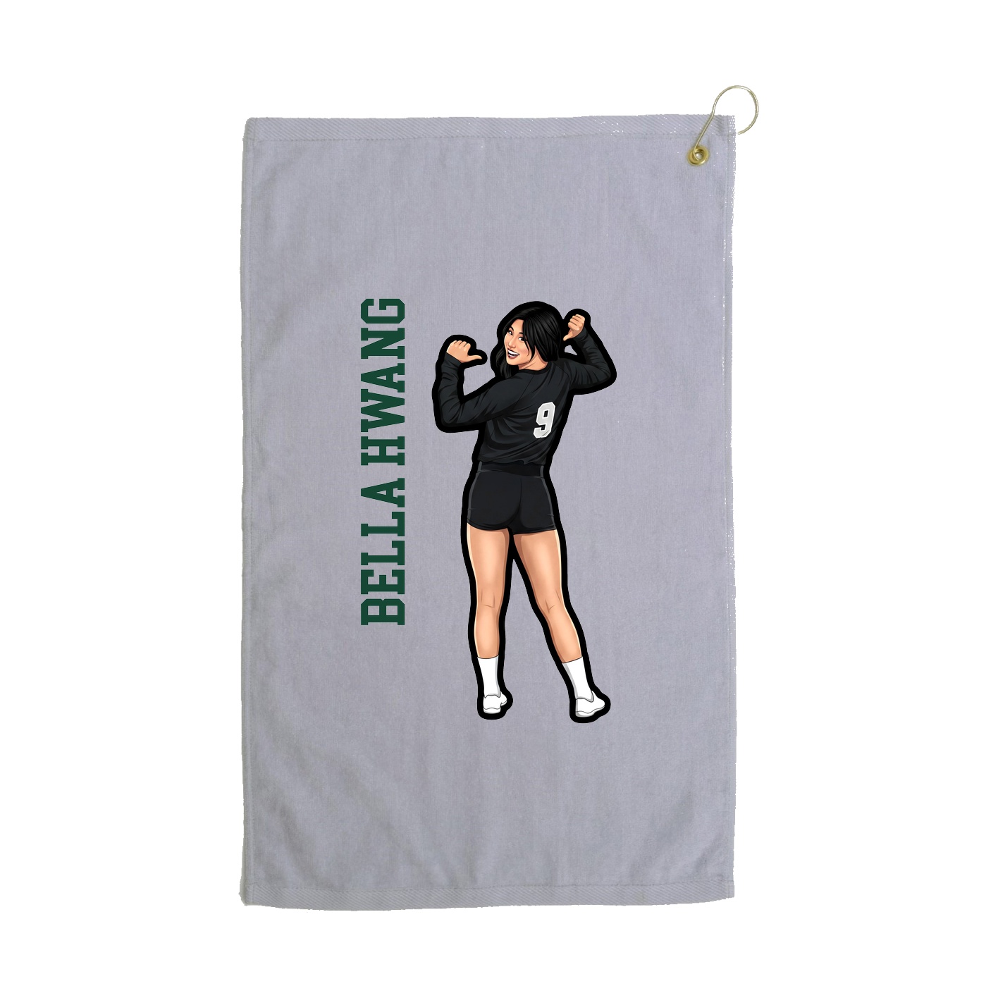 Golf Towel — Name Vertical in Grey