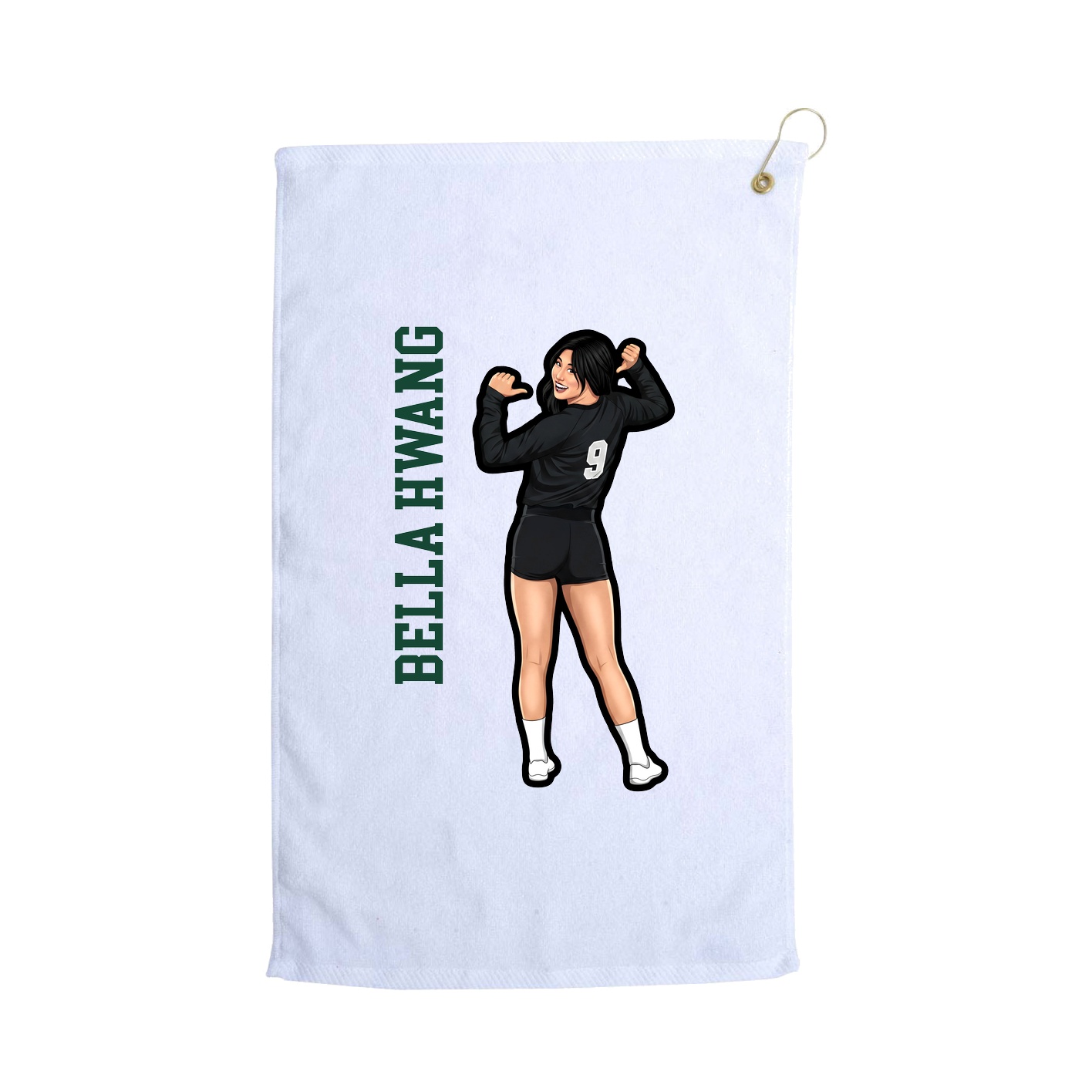 Golf Towel — Name Vertical in White