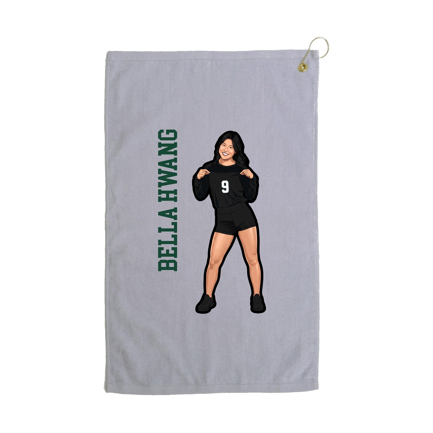 Golf Towel — Name Vertical in Grey
