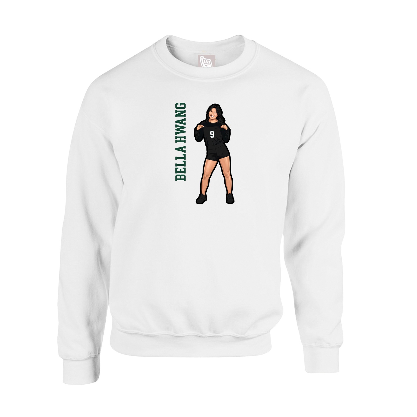 Fleece Crew — Name Vertical in White