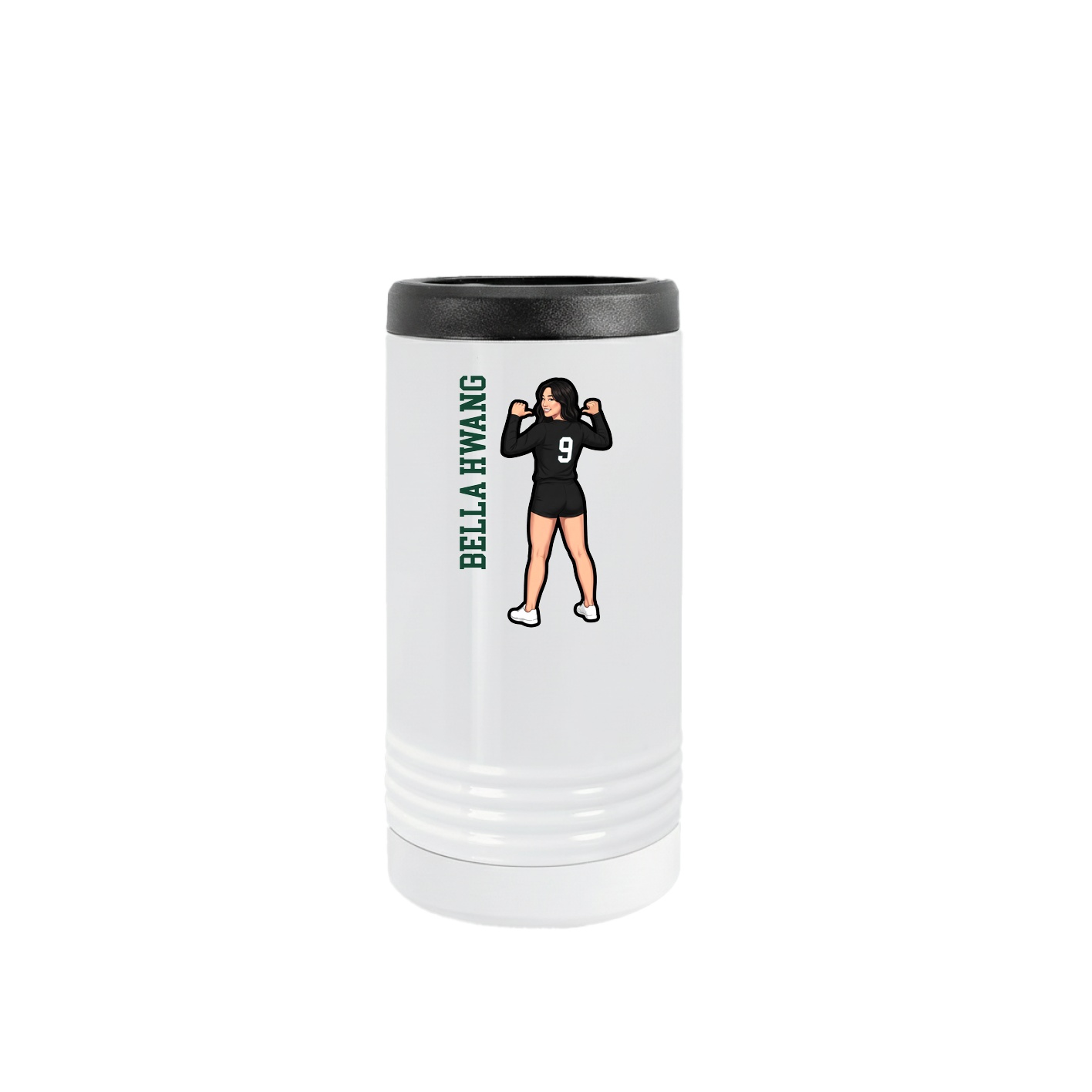 Slim Beverage Holder — Name Vertical in White