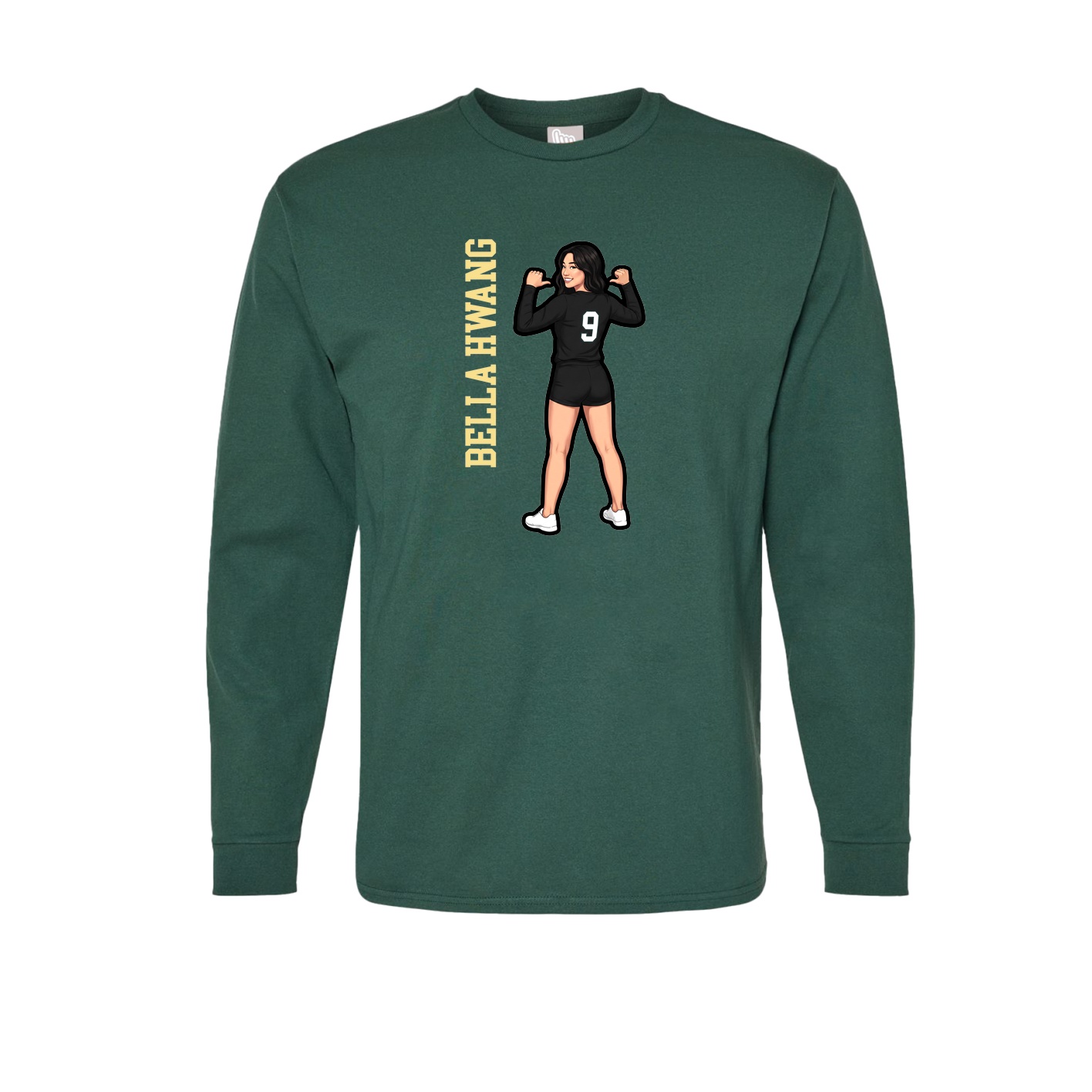 Long Sleeve Tee — Name Vertical in Green