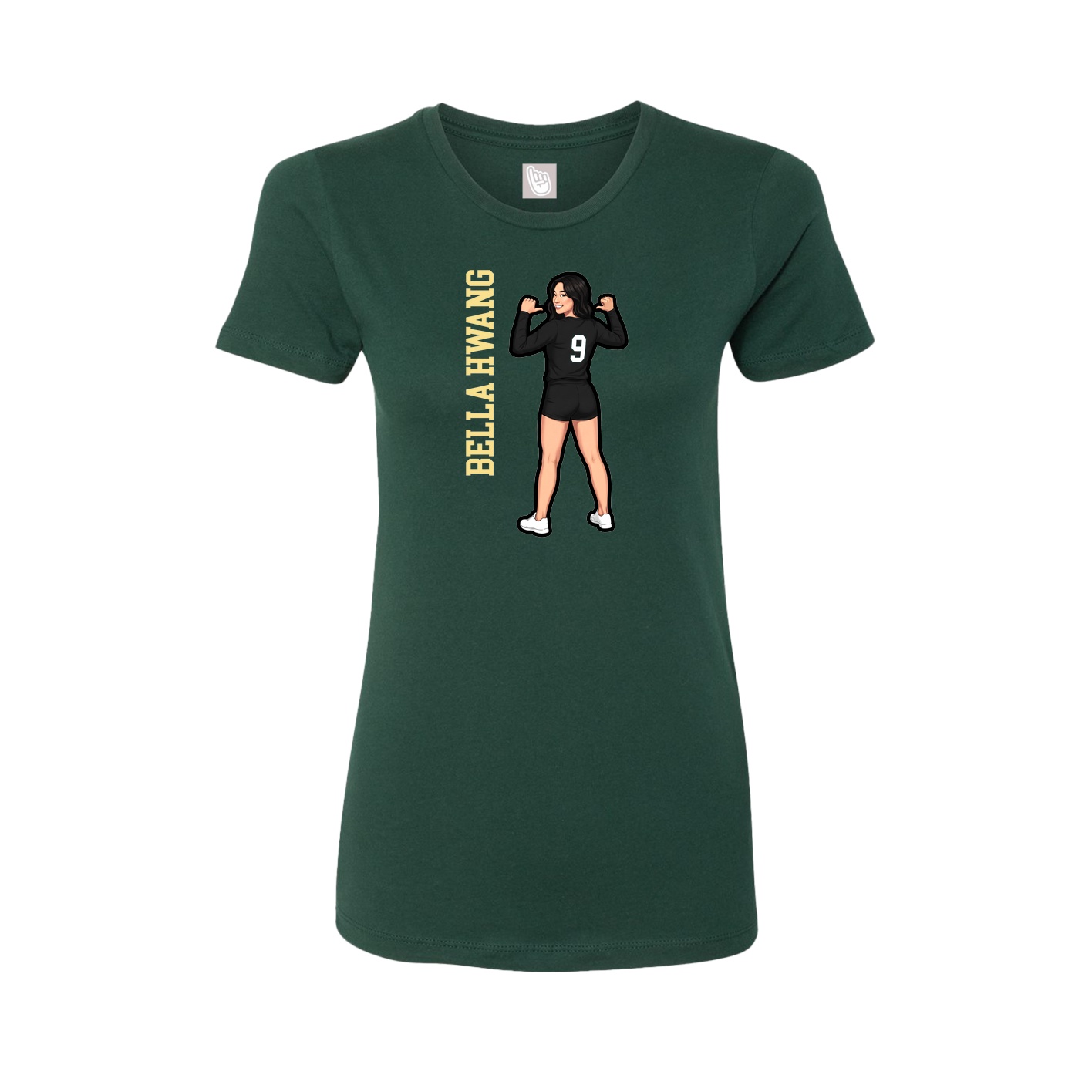 Womens Tee — Name Vertical in Green