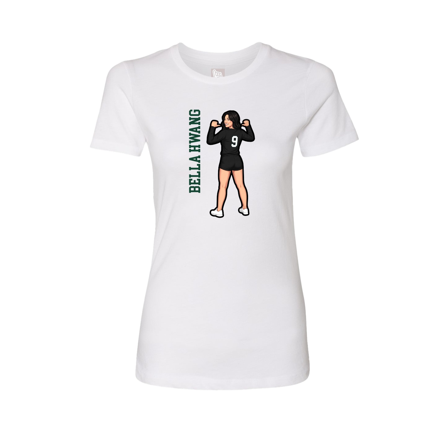 Fitted Women's Tee — Name Vertical in White