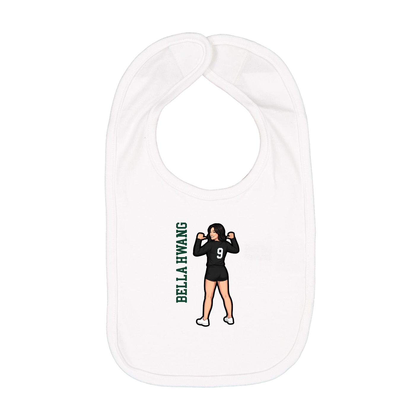 Infant Bib — Name Vertical in White
