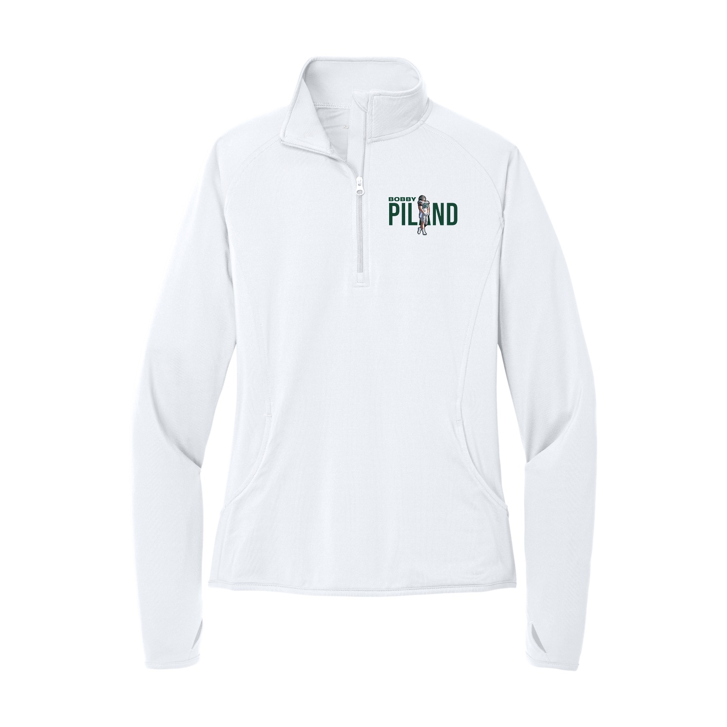 Women's Q-Zip Pullover — Player Name in White