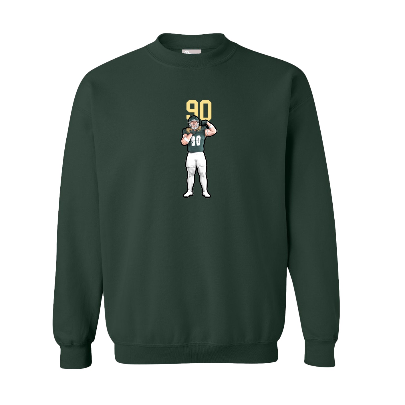 Fleece Crew — Number Top in Green