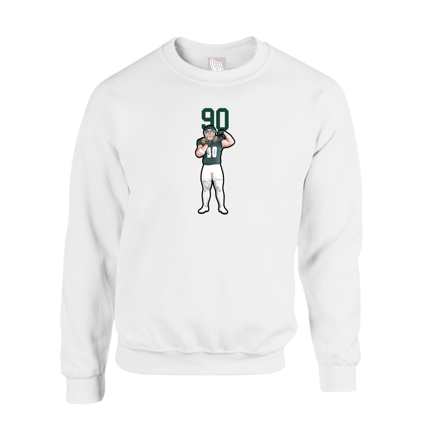 Fleece Crew — Number Top in White