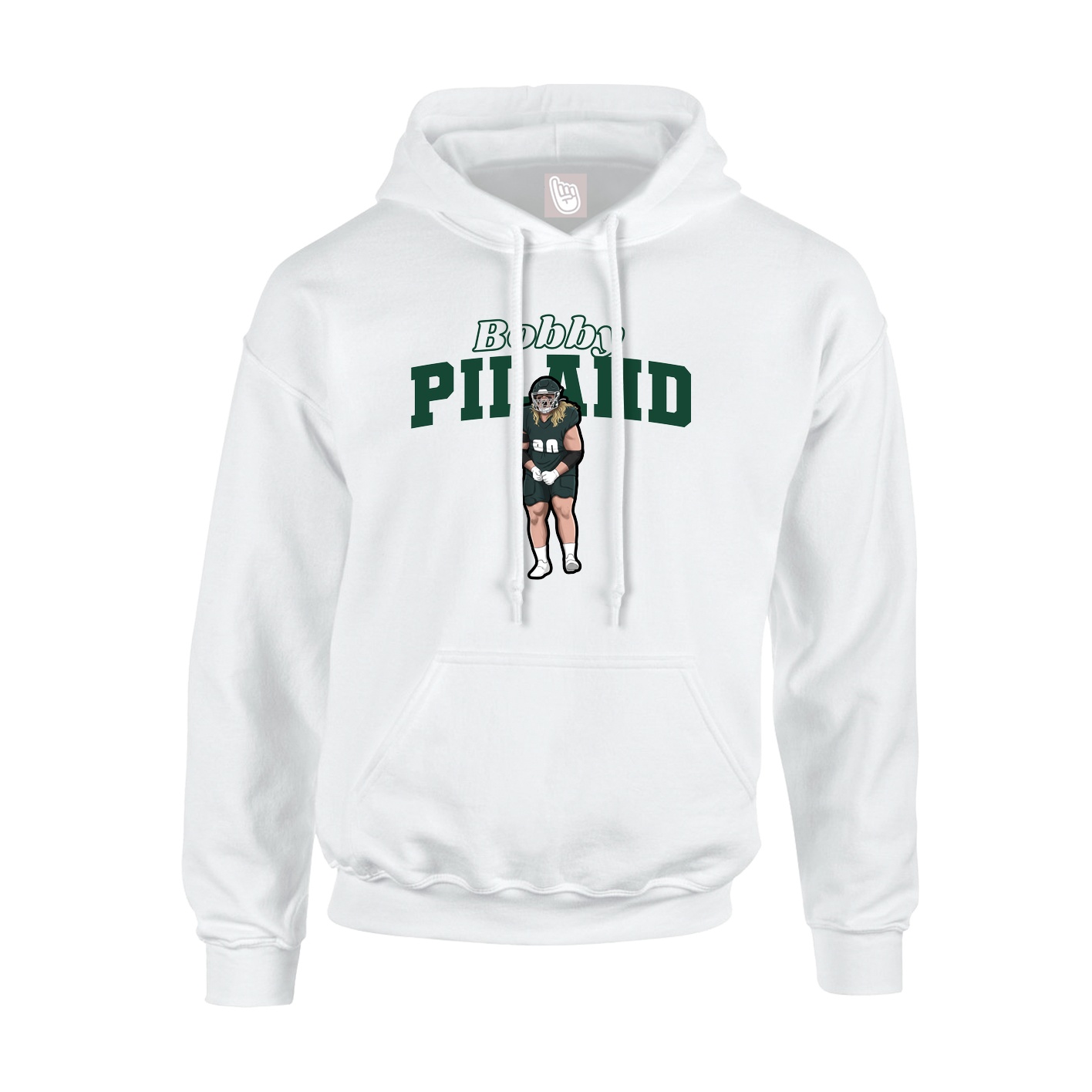 Youth Hoodie — Name Arch in White