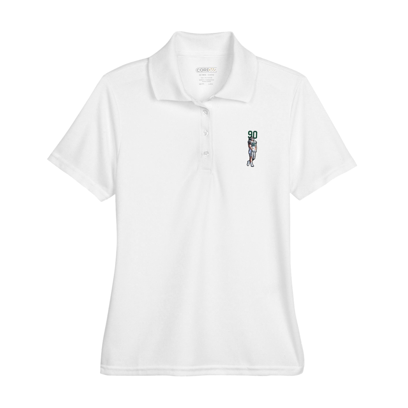 Womens Performance Polo — Number Top in White