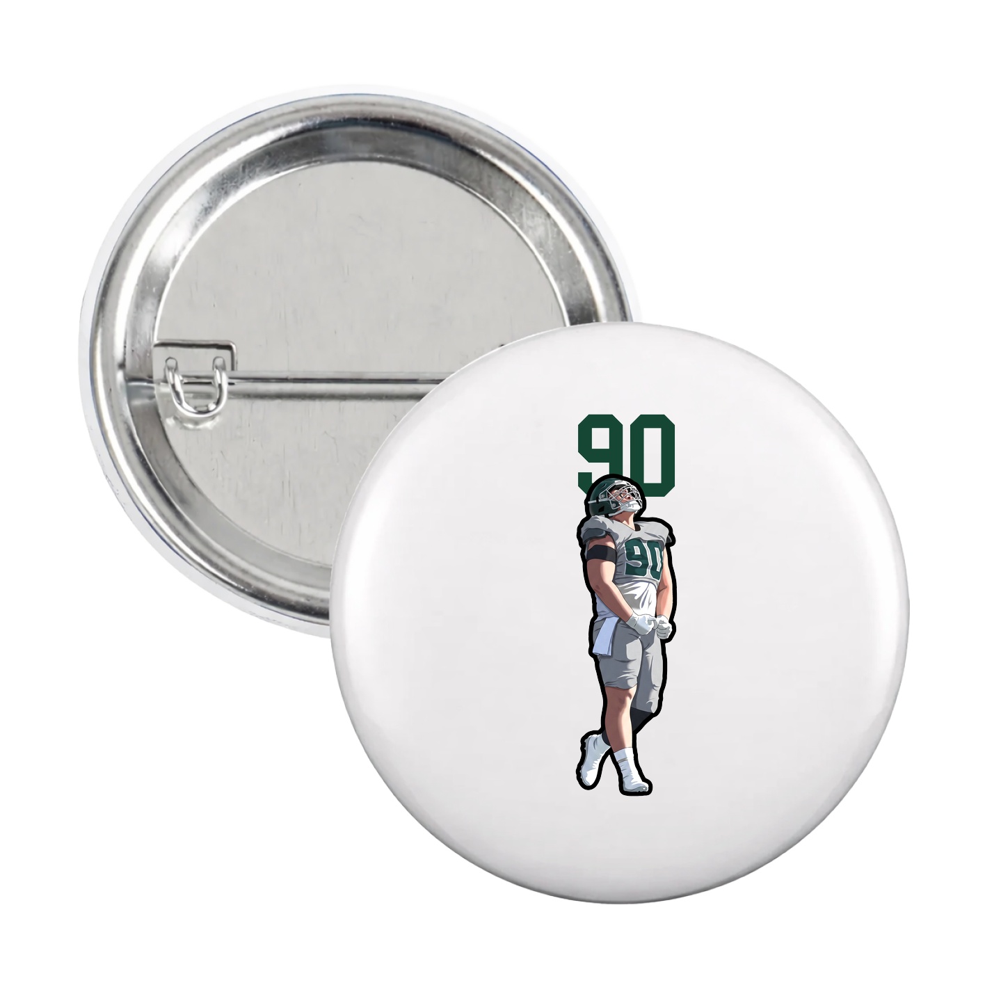Game Day Button — Number Top in White