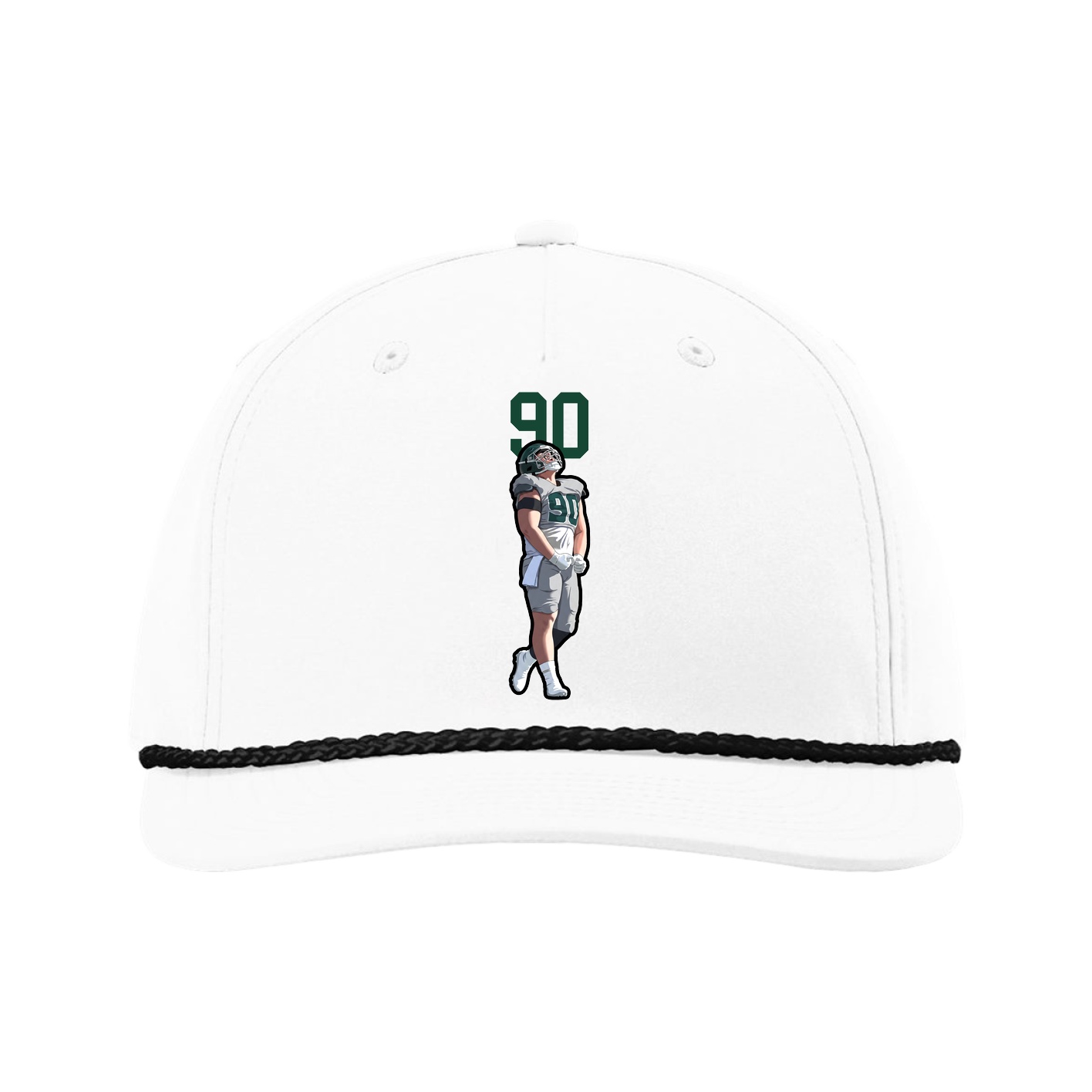 Five-Panel Classic Rope Cap — Number Top in White