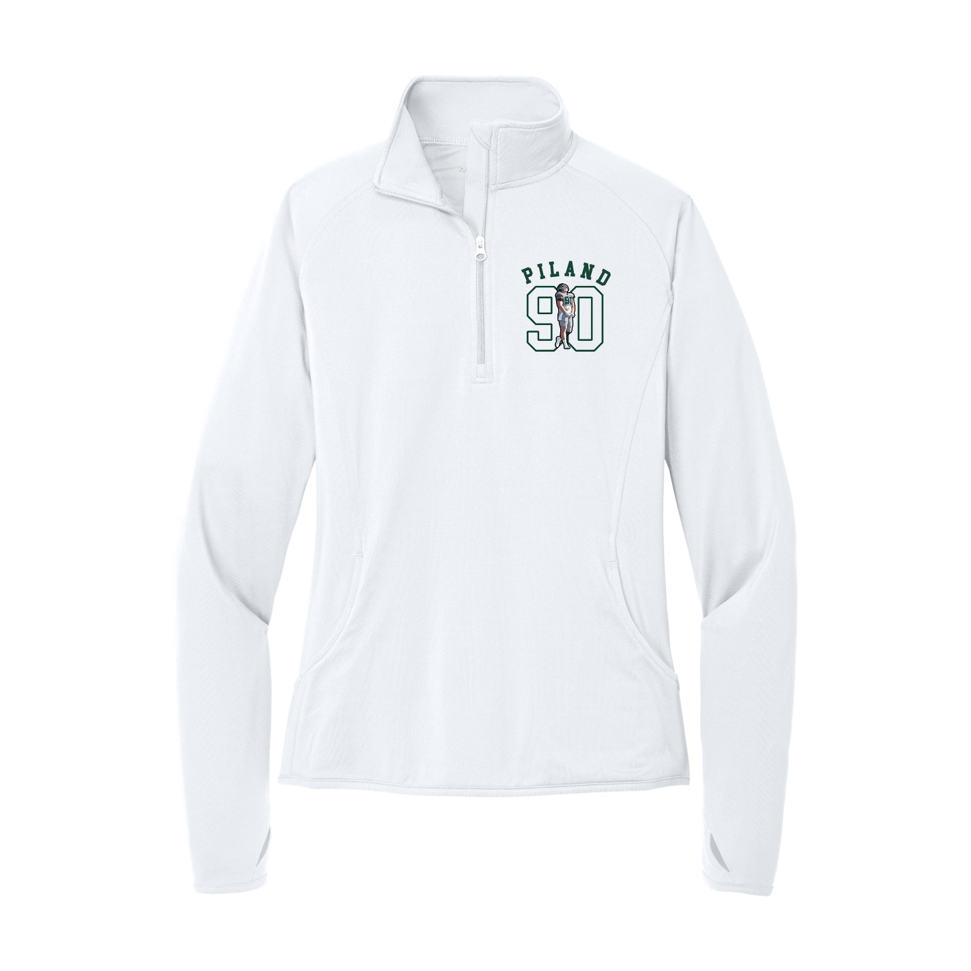 Women's Q-Zip Pullover — Shirsey Arch in White