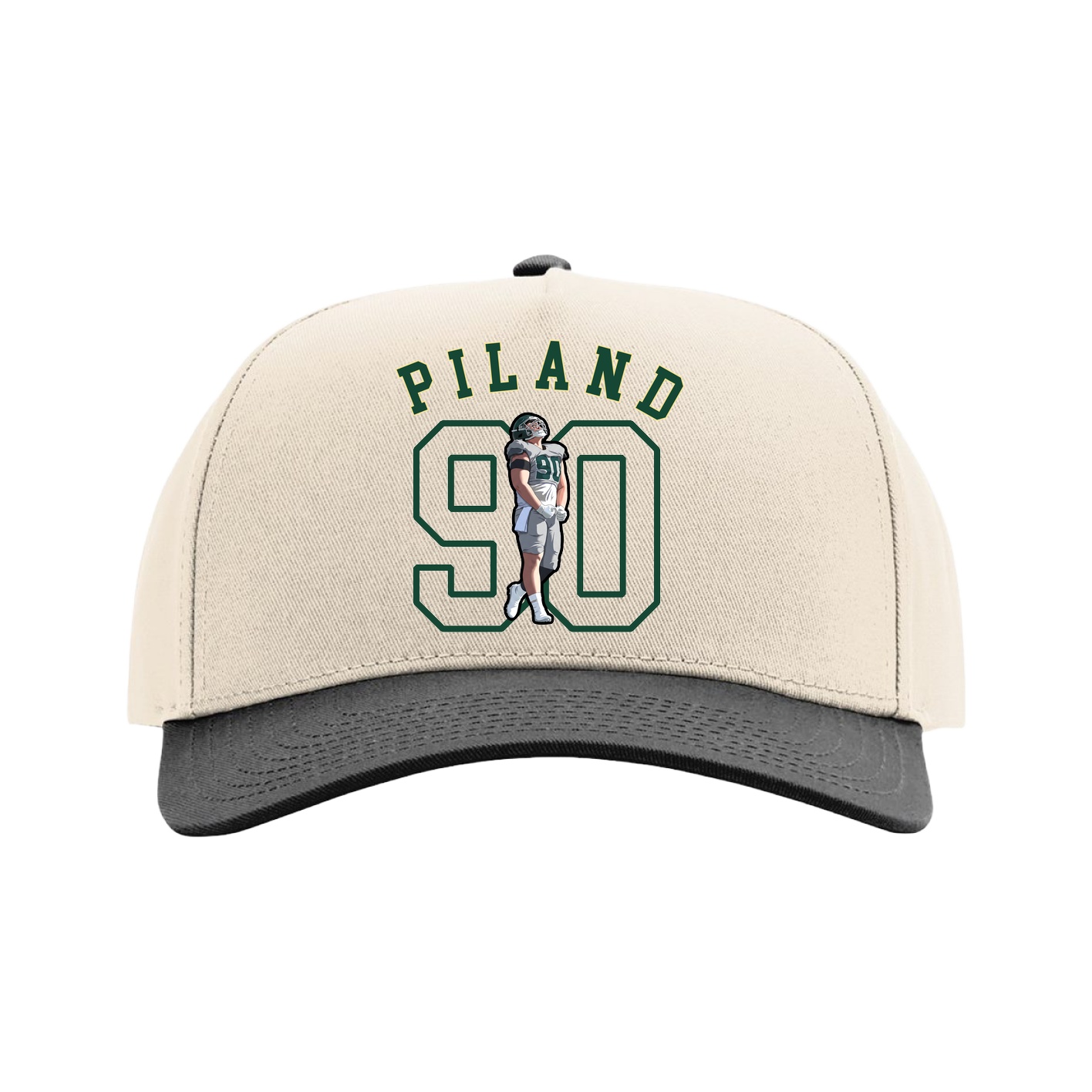 Full Fabric Five-Panel Champ Cap — Shirsey Arch in Cream/Black