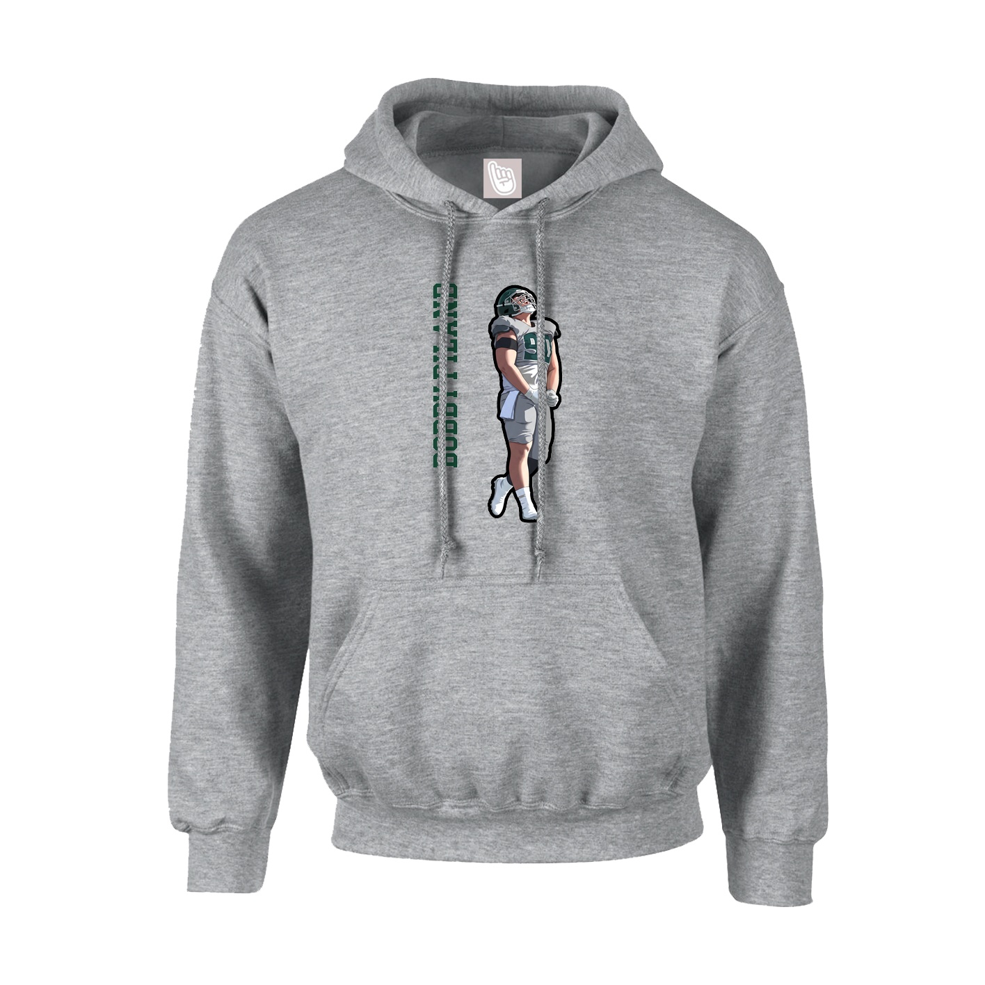 Youth Hoodie — Name Vertical in Grey
