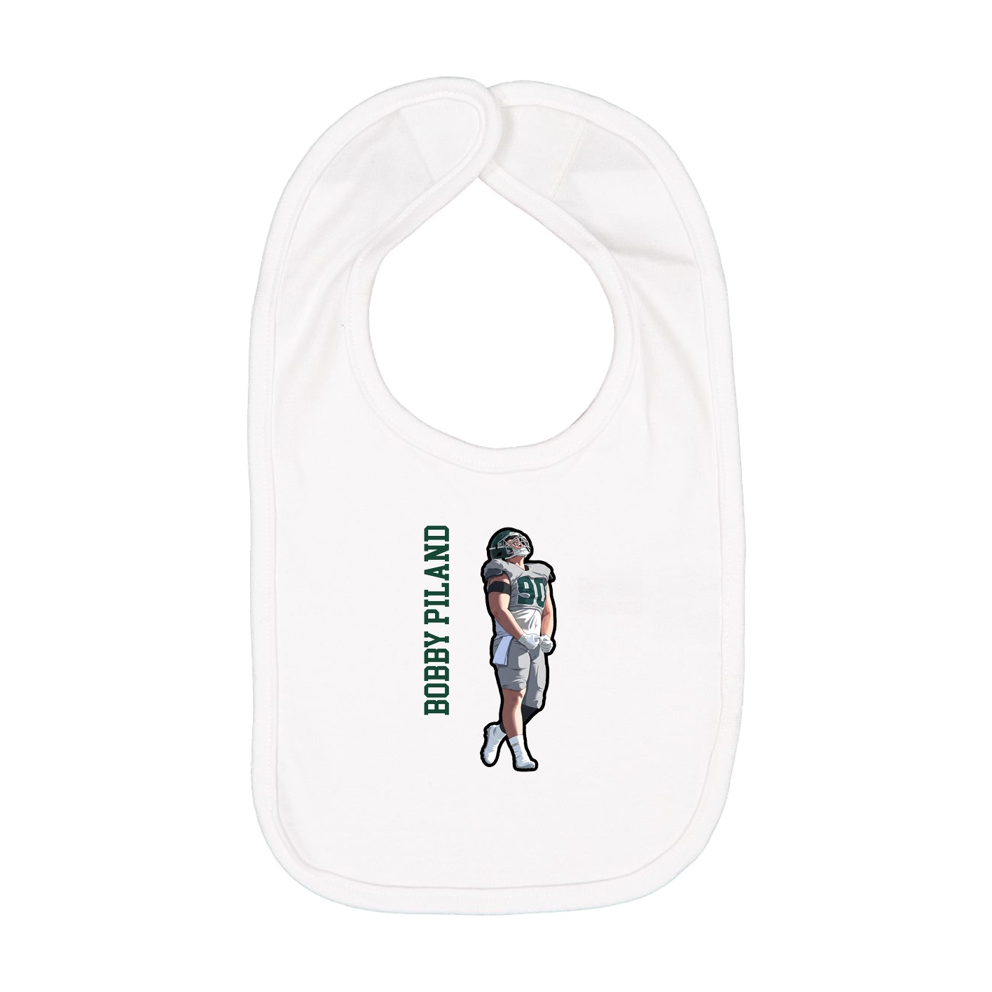 Infant Bib — Name Vertical in White