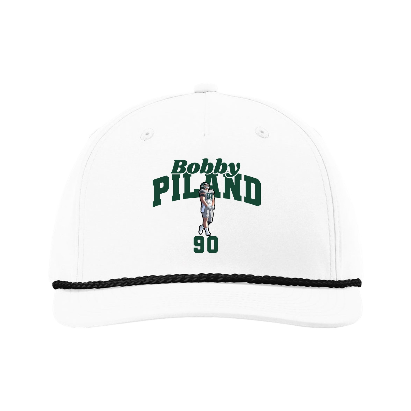 Five-Panel Classic Rope Cap — Signature Arch in White