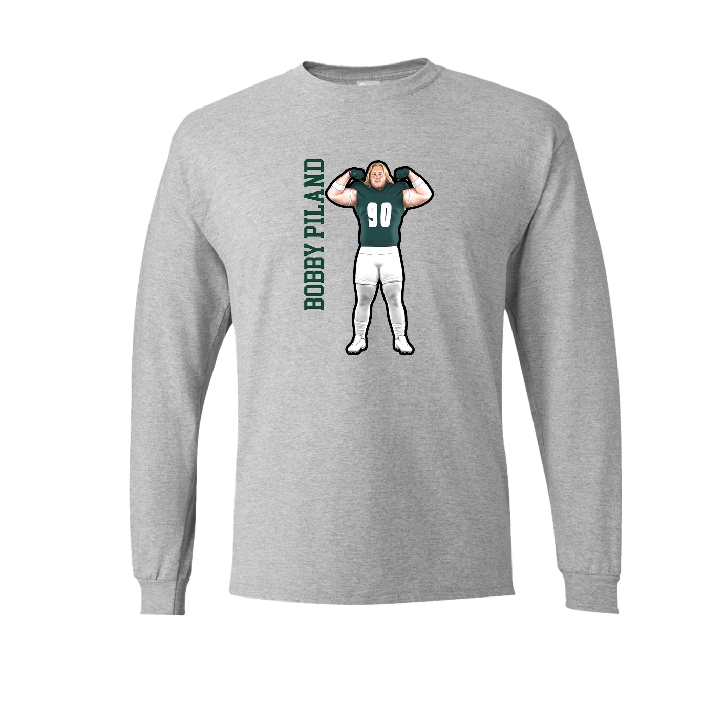 Long Sleeve Tee — Name Vertical in Grey