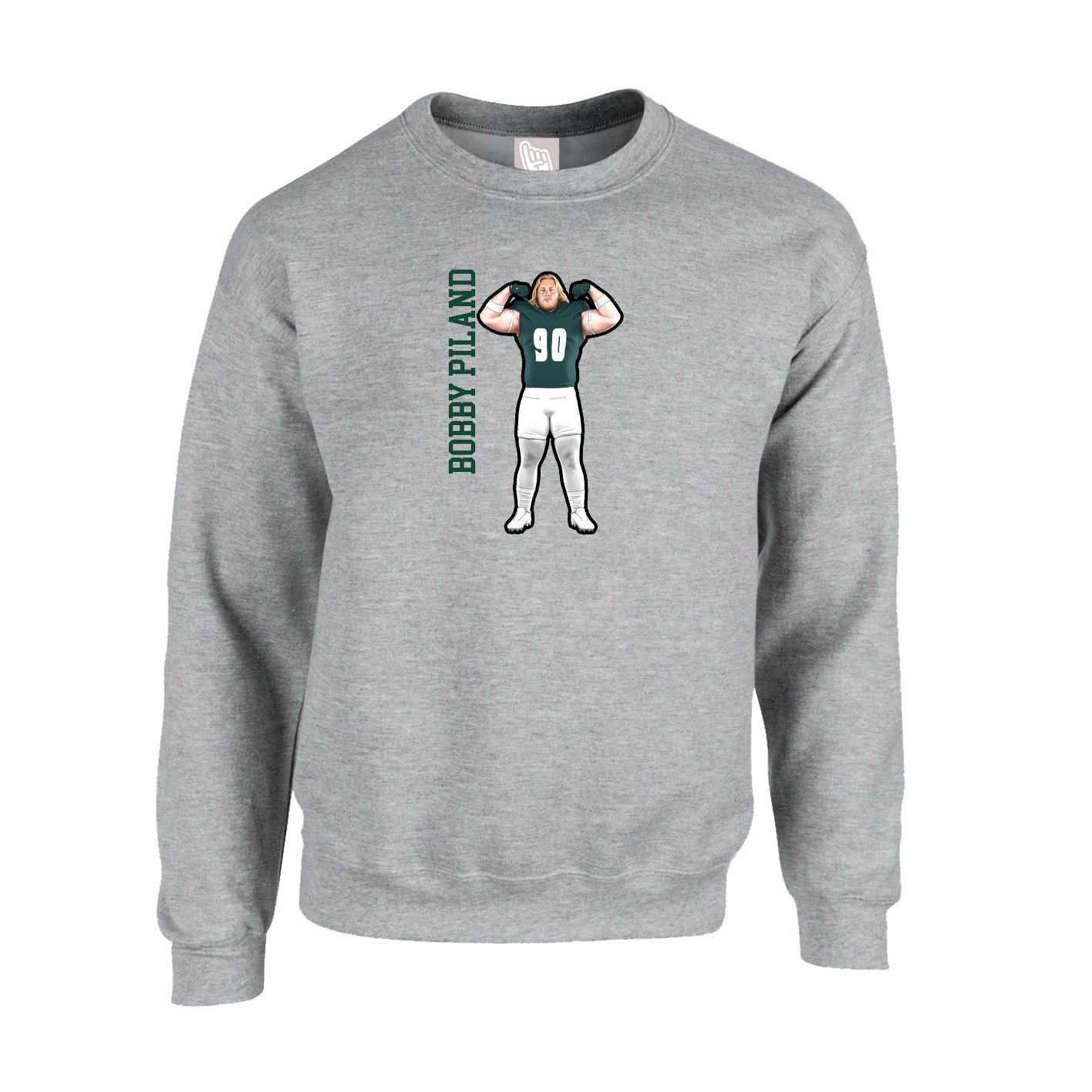 Fleece Crew — Name Vertical in Grey