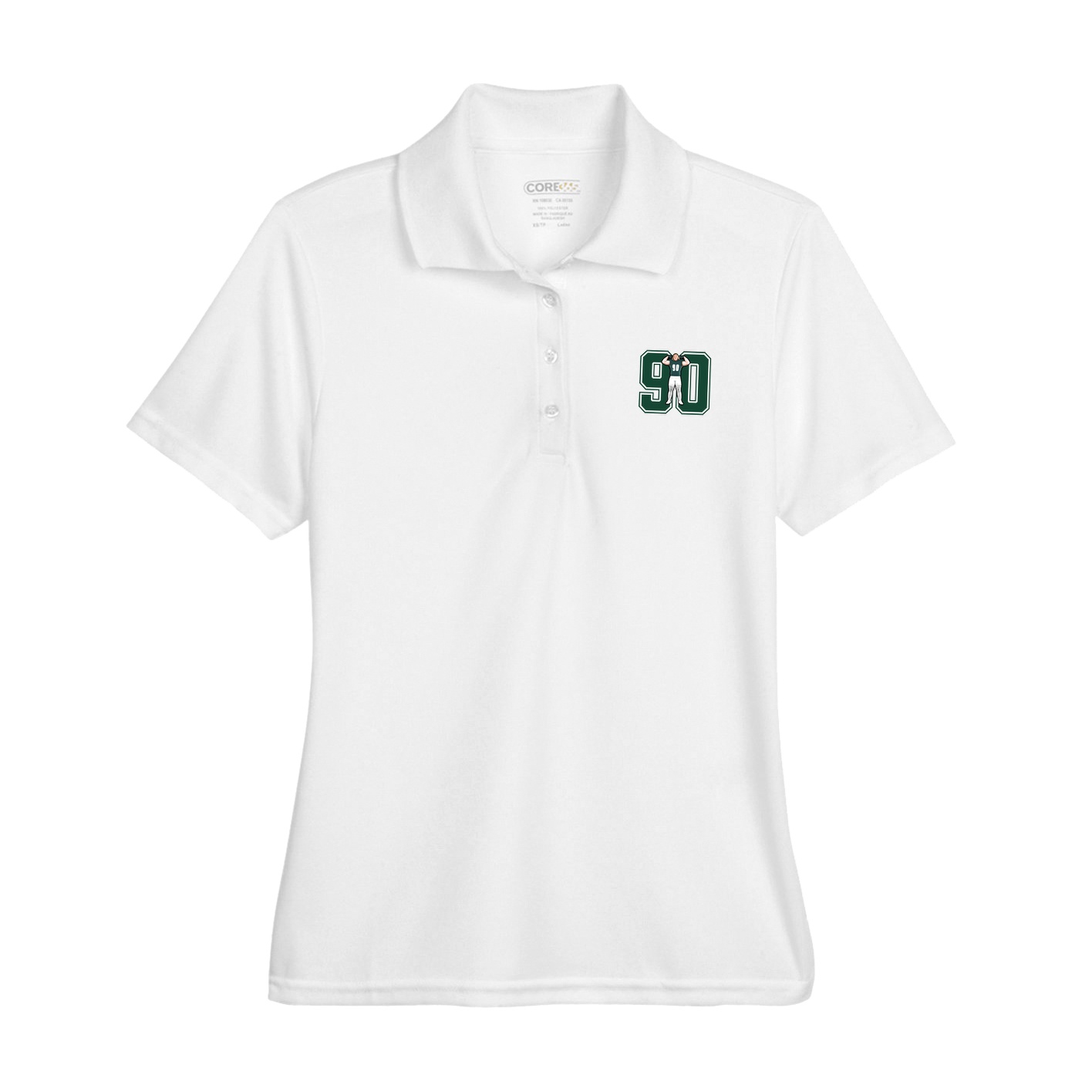 Womens Performance Polo — Number in White