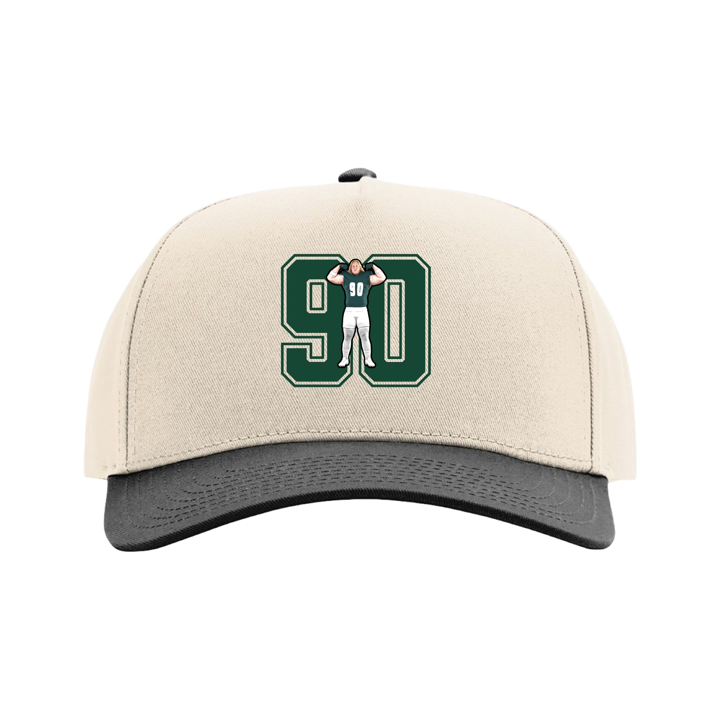 Full Fabric Five-Panel Champ Cap — Number in Cream/Black