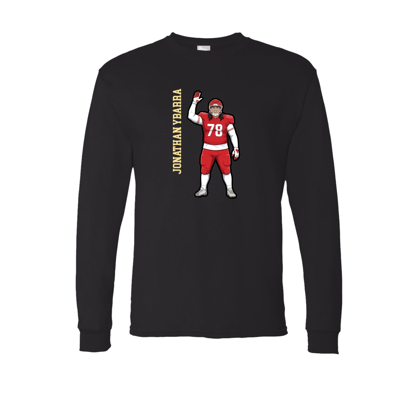 Long Sleeve Tee — Name Vertical in Black