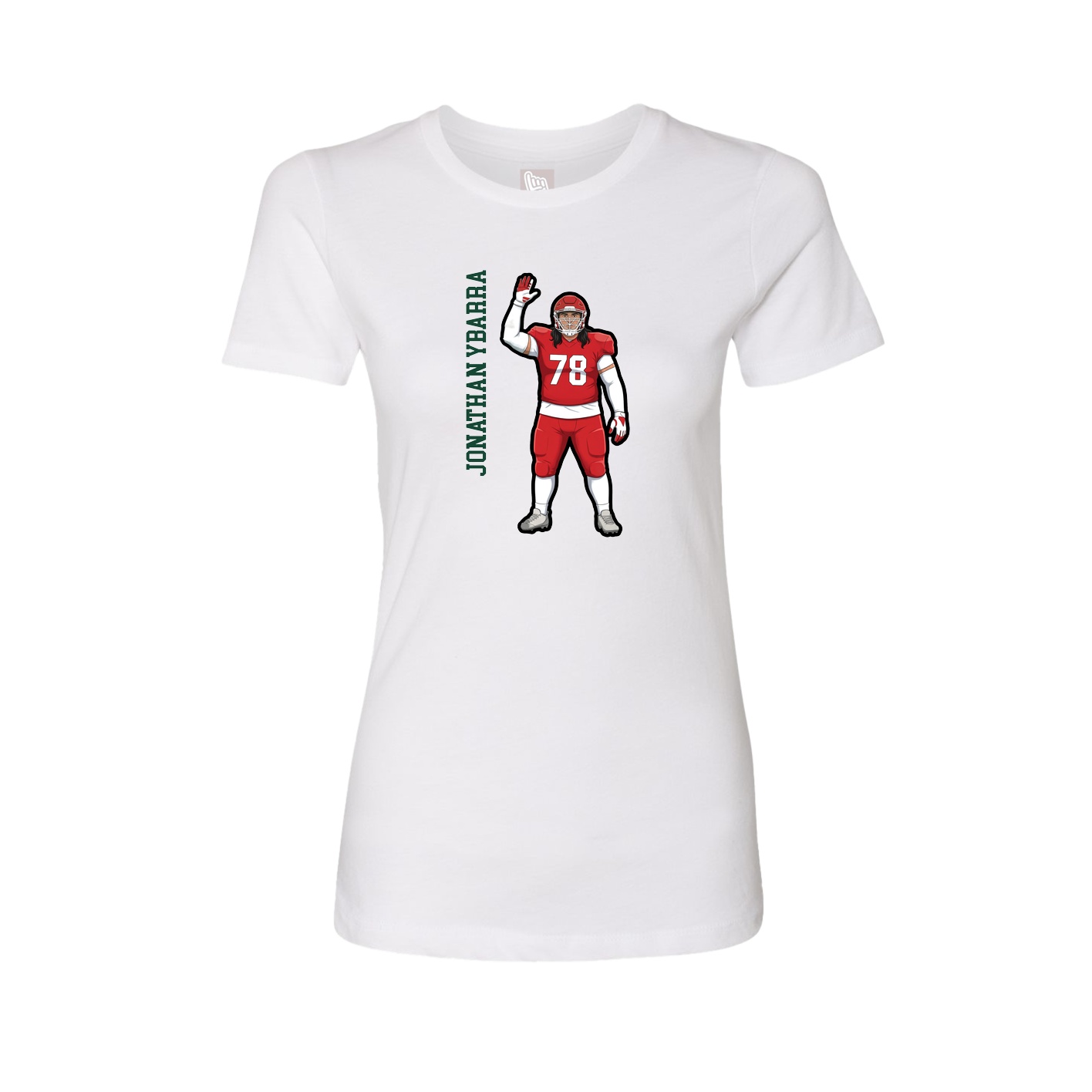 Fitted Women's Tee — Name Vertical in White