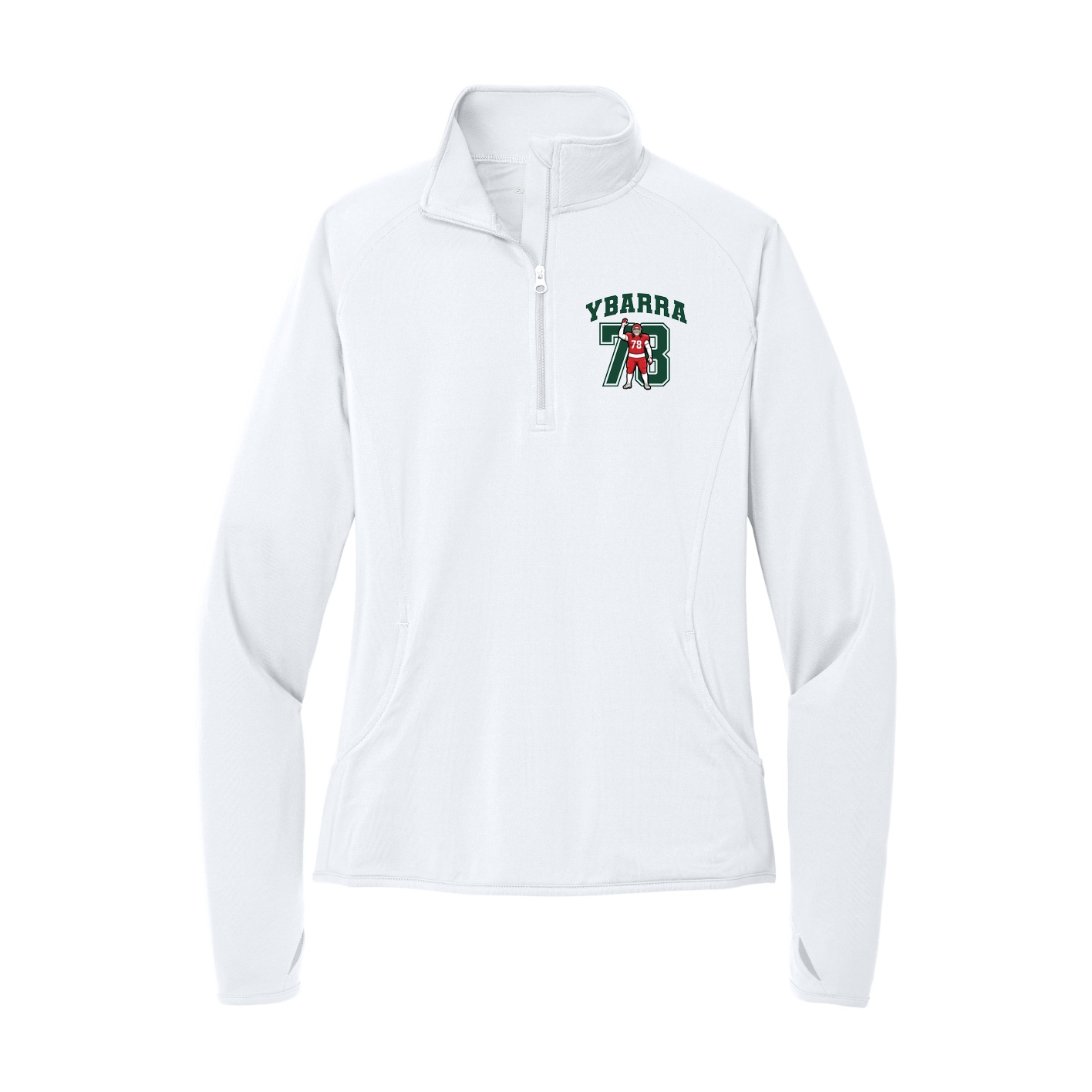 Women's Q-Zip Pullover — Number in White