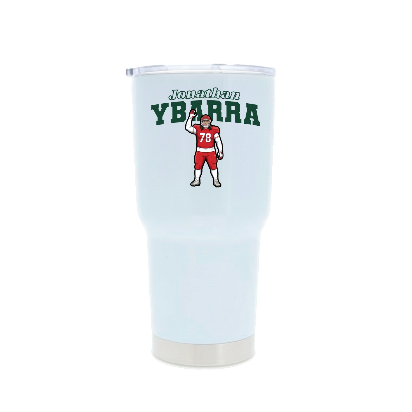 30oz Stainless Steel Tumbler — Name Arch in White