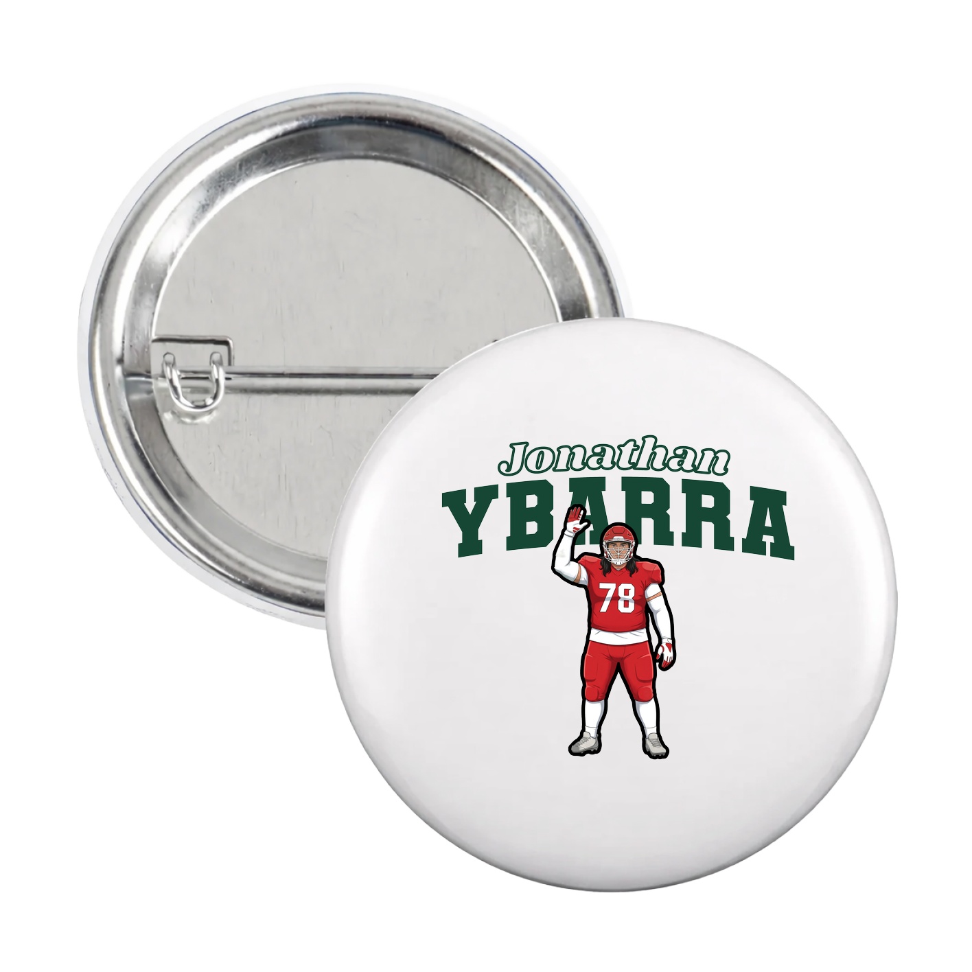 Game Day Button — Name Arch in White