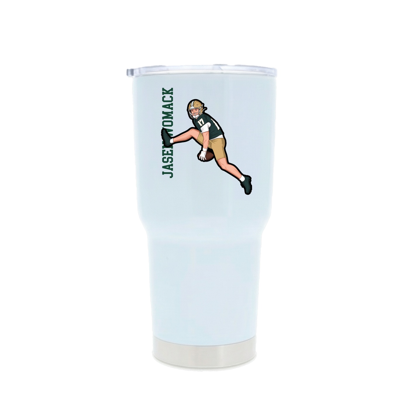 30oz Stainless Steel Tumbler — Name Vertical in White