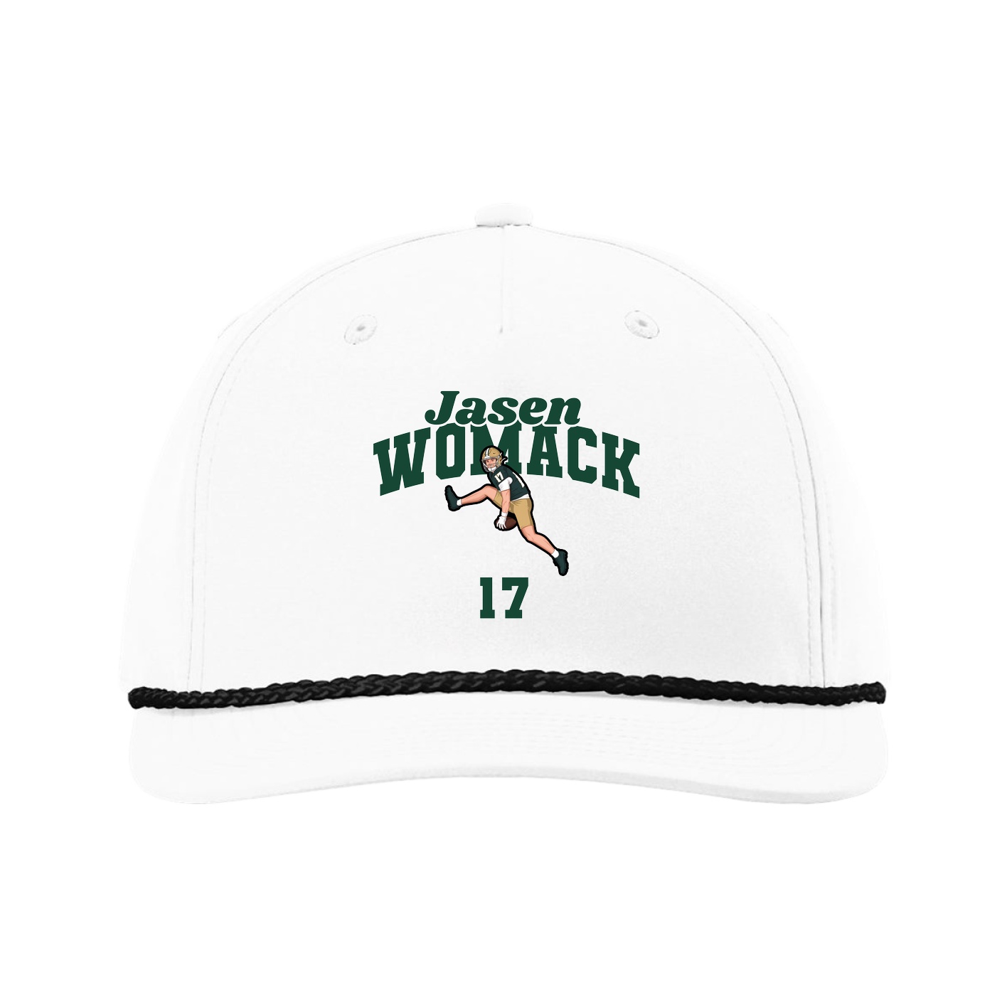 Five-Panel Classic Rope Cap — Signature Arch in White