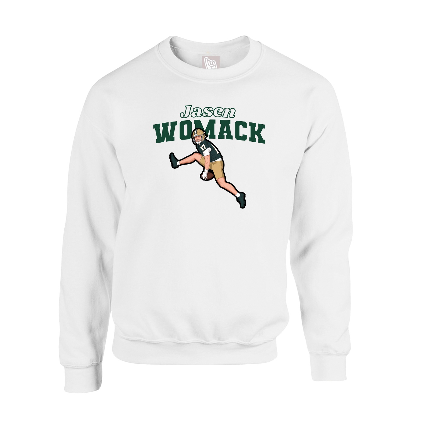 Fleece Crew — Name Arch in White