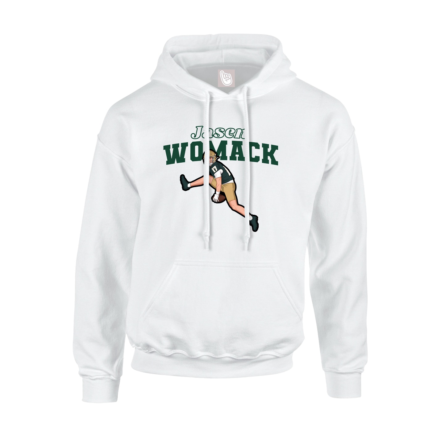 Youth Hoodie — Name Arch in White