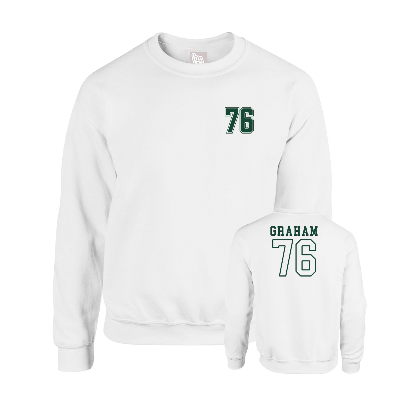 Fleece Crew — Chest Back in White