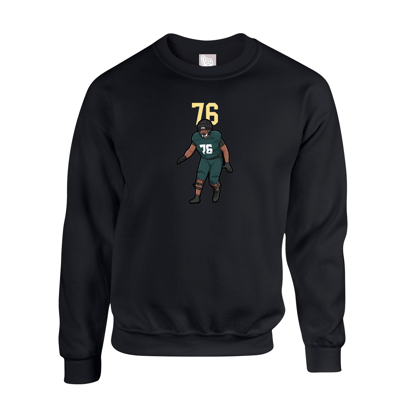 Fleece Crew — Number Top in Black