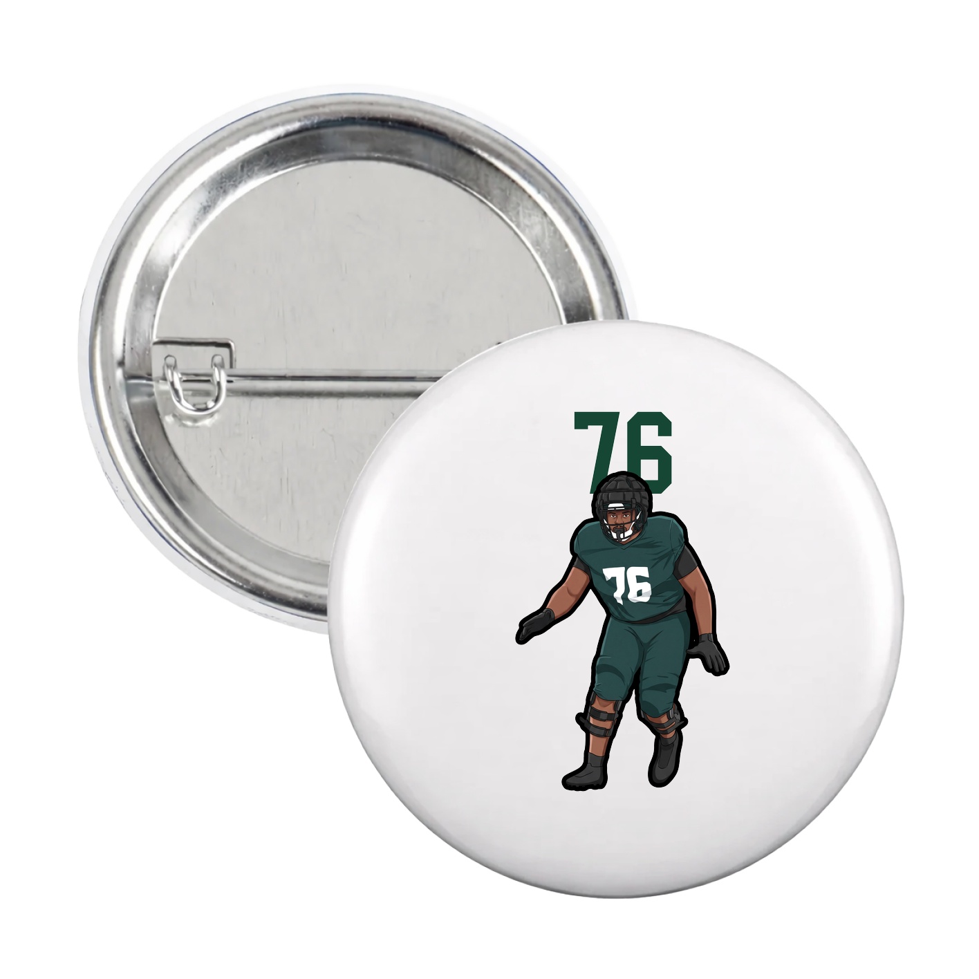 Game Day Button — Number Top in White