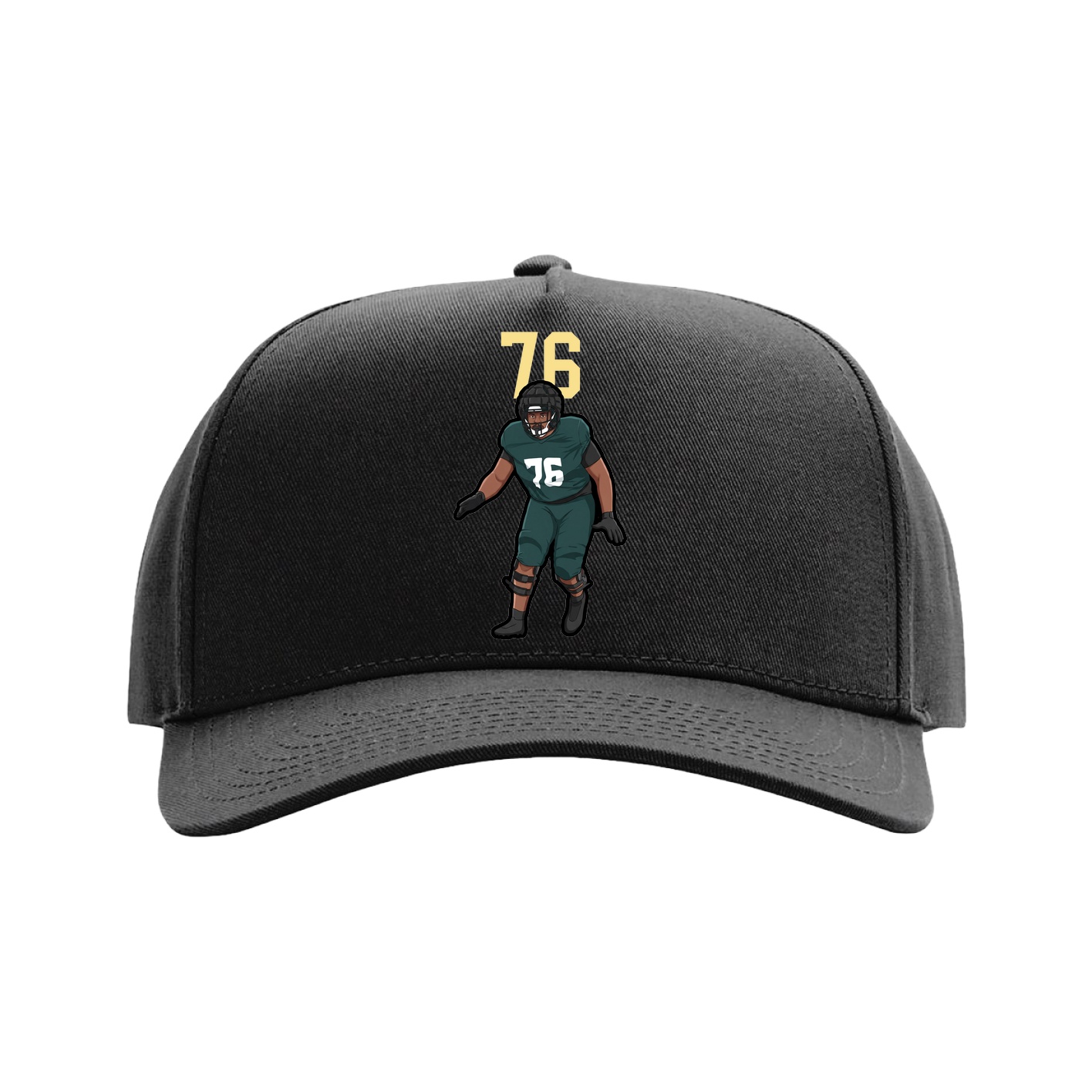 Full Fabric Five-Panel Champ Cap — Number Top in Black