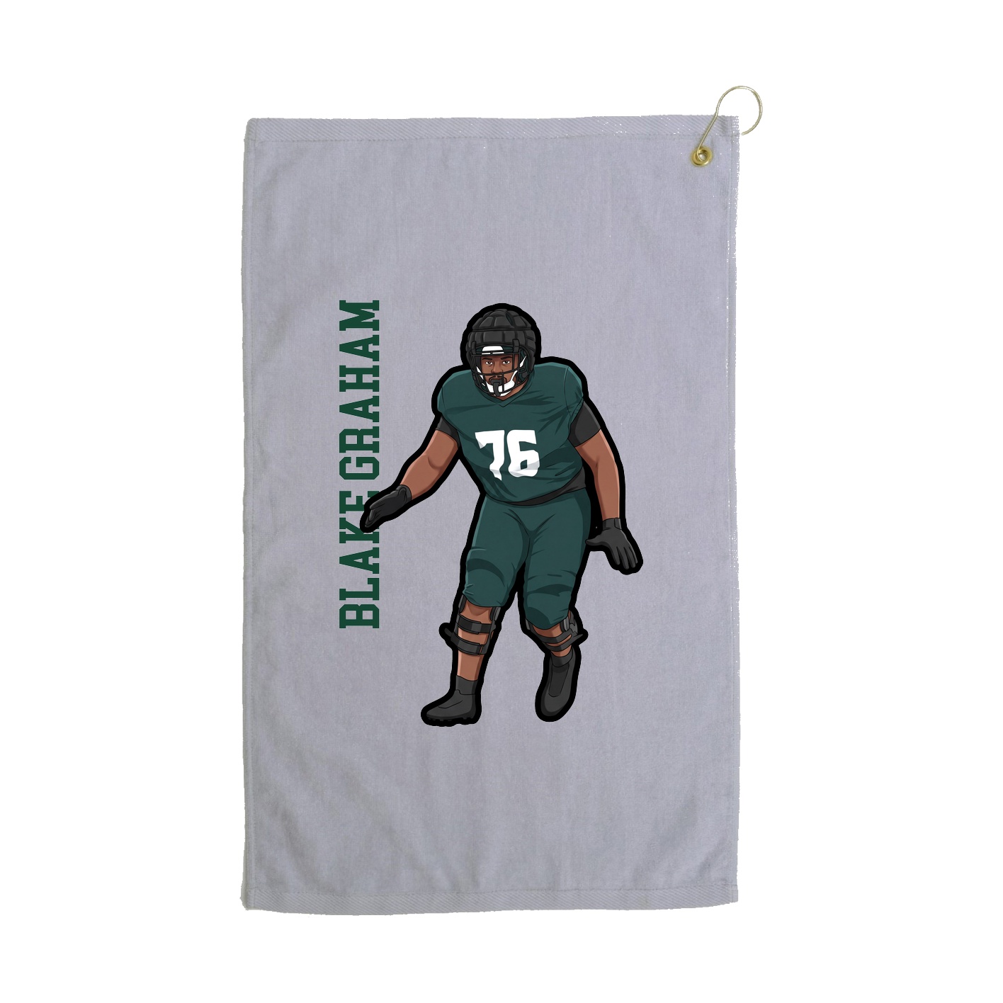 Golf Towel — Name Vertical in Grey