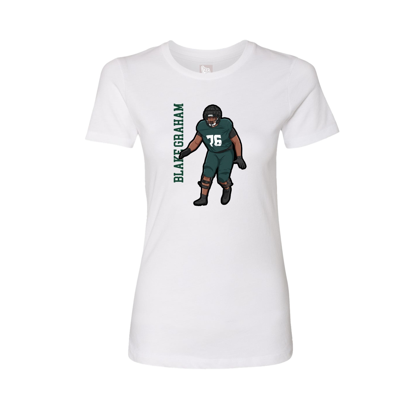 Fitted Women's Tee — Name Vertical in White